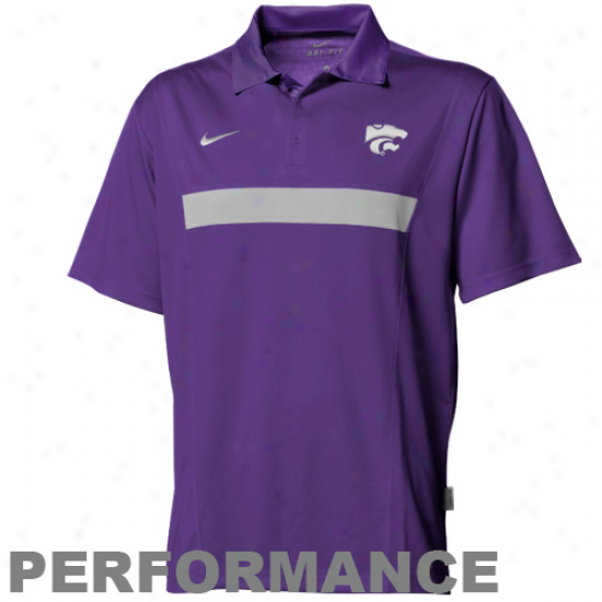 Nike Kansas State Wikdcats Purple Coaches Spread Option Performance Polo