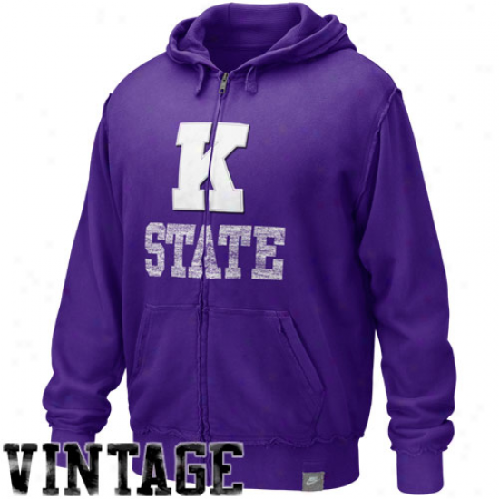 Nike Kansas State Wildcats Purple Vault Accredited Appliqeu Full Zip Hoody Sweatshirt