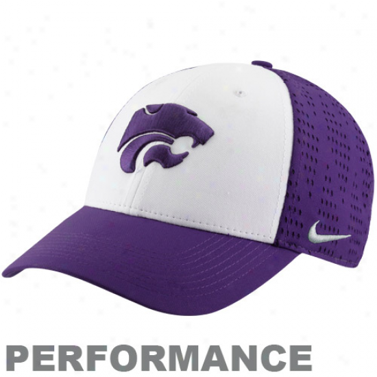 Nike Kansas State Wildcats Whjte-purple Screen & Roll Performance Legacy 91 Swoosh Flex Hat