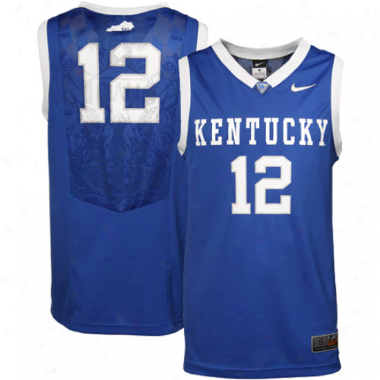 Nike Kentucky Wildcats #12 Titanium Elite Aerographic Replica Basketball Jersey-royal Blue