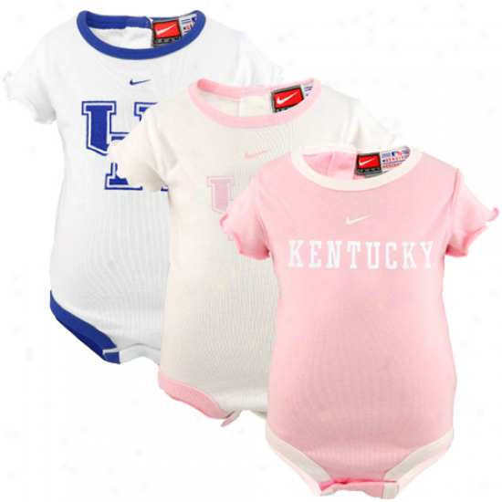 Nike Kentucky Wildcats Infant Girls Pink-white 3-pack Creeper Set