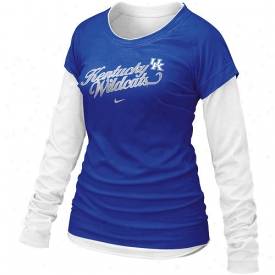 Nike Kentucky Wildcats Ladiex Royal Blue Cross Campus Doubling Layer Long Sleeve T-shirt