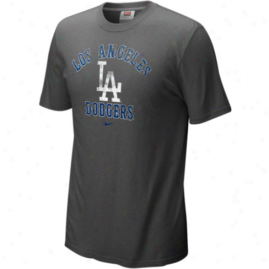 Nike L.a. Dodgers Charcoal Slideppiece Tri-blend T-shirt