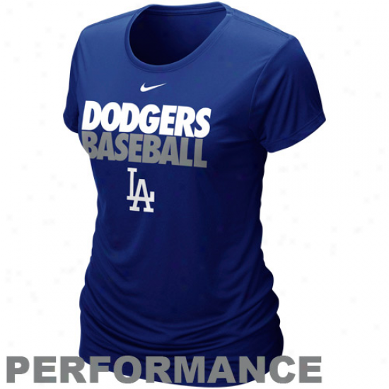 Nike L.a. Dodgers Ladies Dri-fit Cotton Performance T-shirt - Roya lBlue