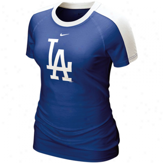 Nike L.a. Dodgers Ladies Royal Blue Centerfield T-shirt