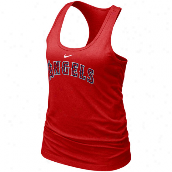 Nike Los Angeles Angels Of Anaheim Ladies Red Mlb Bling Premium Racerback Tank Top