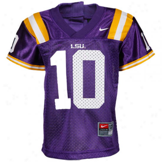 Nike Lsu Tigwrs #10 Infant Replica Fpotball Jersey - Purple