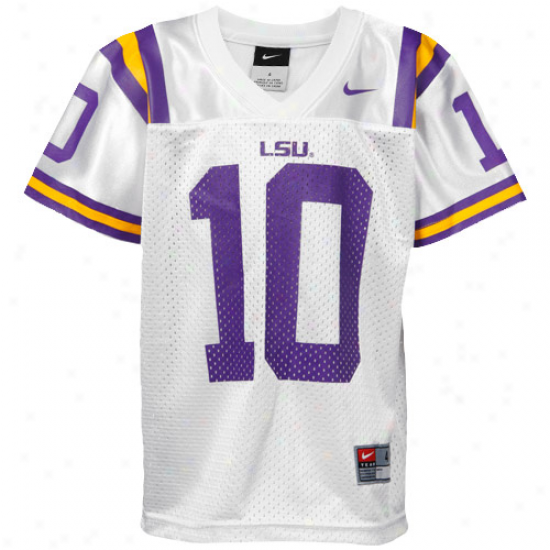 Nike Lsu Tigers #10 Preschool Replica Football Jersey-white