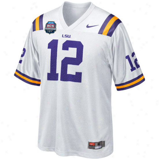 Nike Lsu Tigers #12 2012 Bcs Narional Championship Game Bound Replica Football Jersey - White