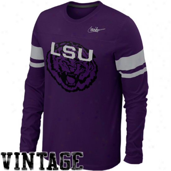Nike Lsu Tigers Friction Vault Football Long Sleeve T-shirt - Purple