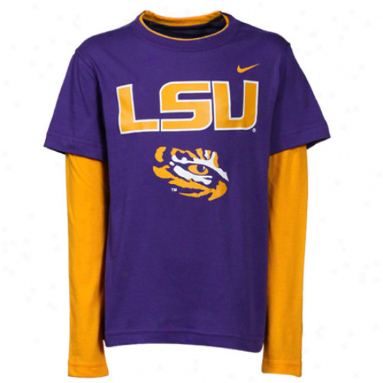 Nike Lsu Tigers Preschool Splitter Double Layer T-shirt- Prple-gold