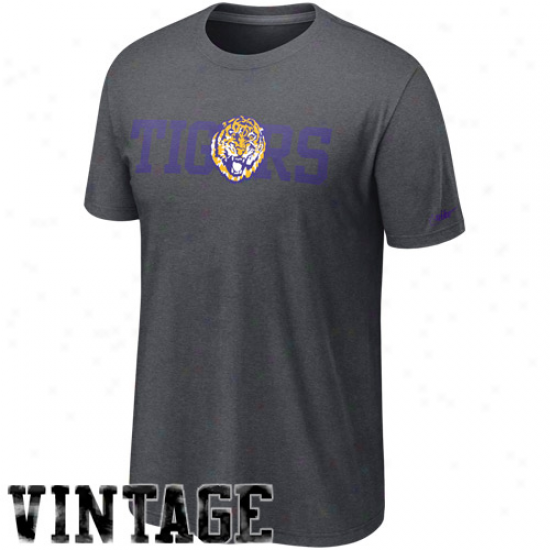 Nike Lsu Tigers Vault Vintage Heathered T-shirt - Charcoal