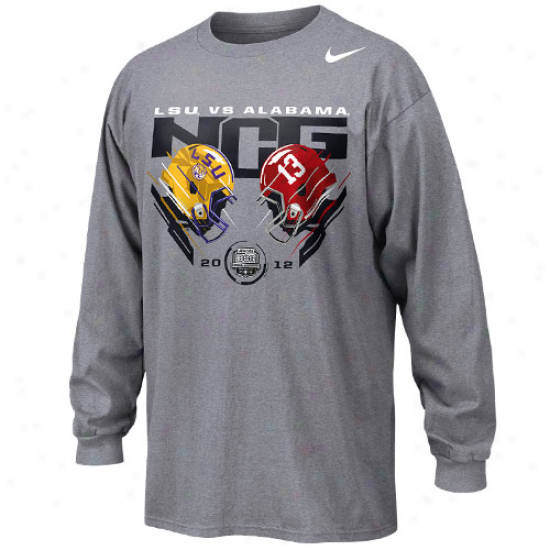 Nike Lsu Tigers Vs. Alabama Cromson Tide 2012 Bcs National Championship Bound Head To Head Long Sleeve T-shirt - Ash