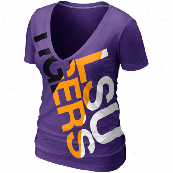 Nike Lsu Tigers Womens Deep V Blenddd T-shirt - Purple