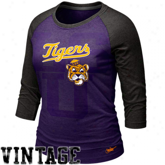 Nike Lsu Tigers Women's Vault Raglan T-shrkt -  Purple-charcoal