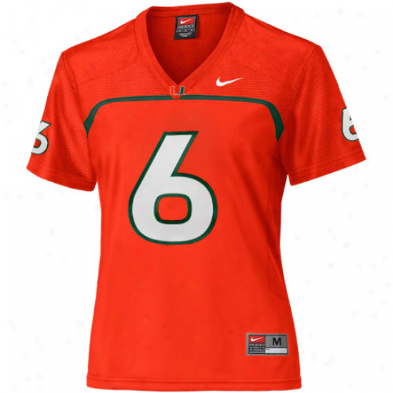 Nike Miami Hurricanes #6 Ladies College Football Replica Jersey - Orange