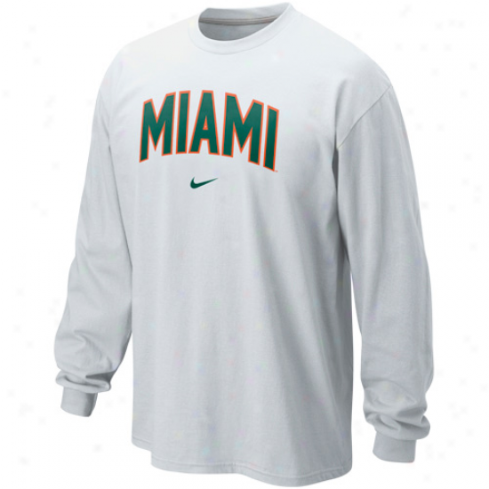 Nike Miami Hurricanes Classic Arch Long Sleeve T-shitr - White