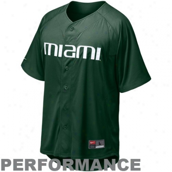 Nike Miami Hurricanes Green Nikefit Performance Replica Baseball Jersey