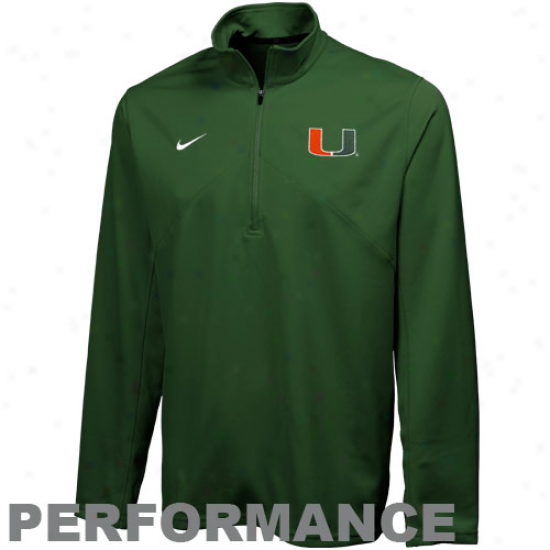 Nike Miami Hurricanes Green Training Performance Quarter Zip Pullover Jacket