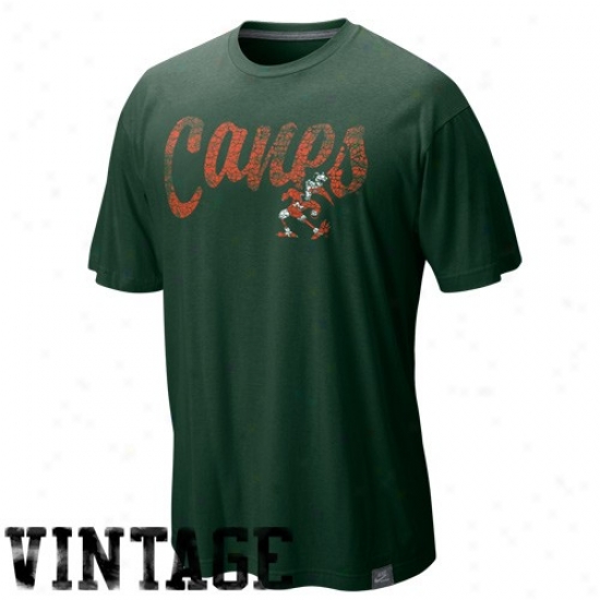 Nike Miami Hurricanes Green Vault Dissertation Distressed Heathered Bamboo T-shirt