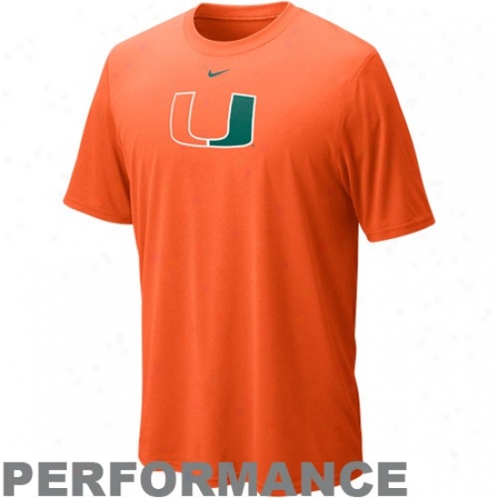 Nike Miami Hurricanes Orange Legend Logo Performance T-shirt