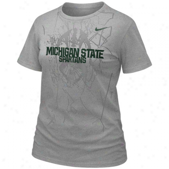 Nike Michigan State Spartans Ladies Football Practice T-shirt - Ash