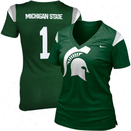 Nike Michigan State Spartans Ladies Green Football Replica Premium Heathered T-shirt