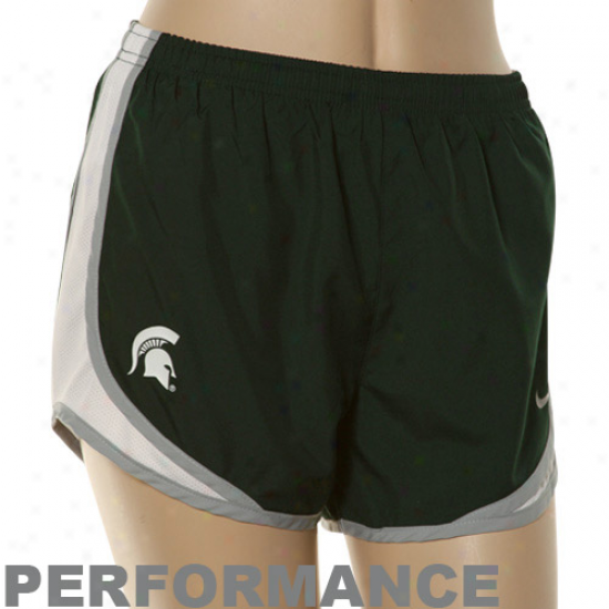 Nike Michigan State Spartans Ladies Green Tempo Performance Shorts