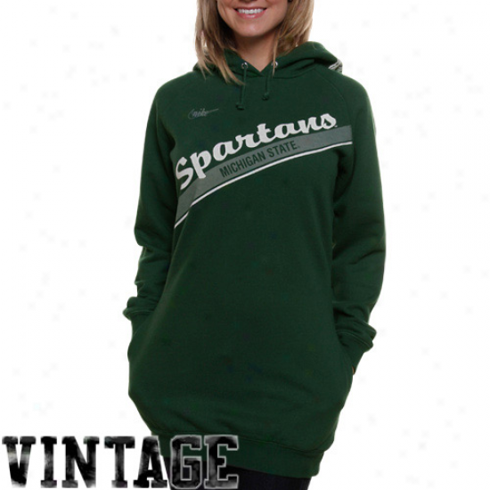 Nike Michigan State Spartans Ladies Green Vault Boyfriend Long Pullover Hoodie Sweatshirt