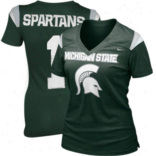 Nike Michigan State Spartans Ladies Autograph copy Football Premium T-shirt - Green