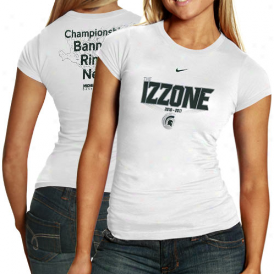 Nike Michigan State Spartans Ladies White 2010-11 Izzone Close examiner Body T-shirt