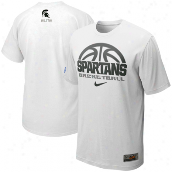 Nike Michigan State Spartans Titanium Elite Basketball Practie T-shitr - White