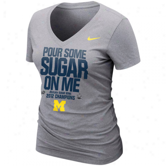 Nike Michigan Wolverines Ladies 2012 Sugar Bowl Champions Locker Room T-shirt - Ash