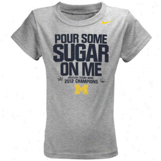 Nike Michigan Wolverines Youth Girls 2012 Sugar Bowl Champions Locker Room T-shirt - Ash