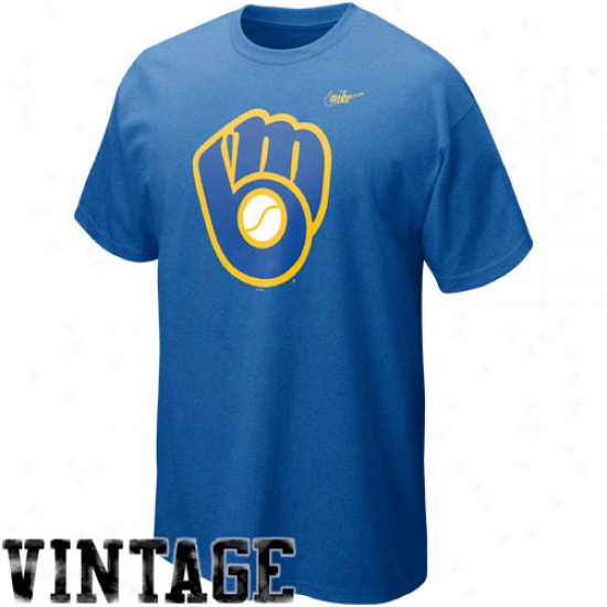 Nike Milwaukee Brewers Cooperstown Collection Dugout Logo Premium T-shirt - Royal Blue