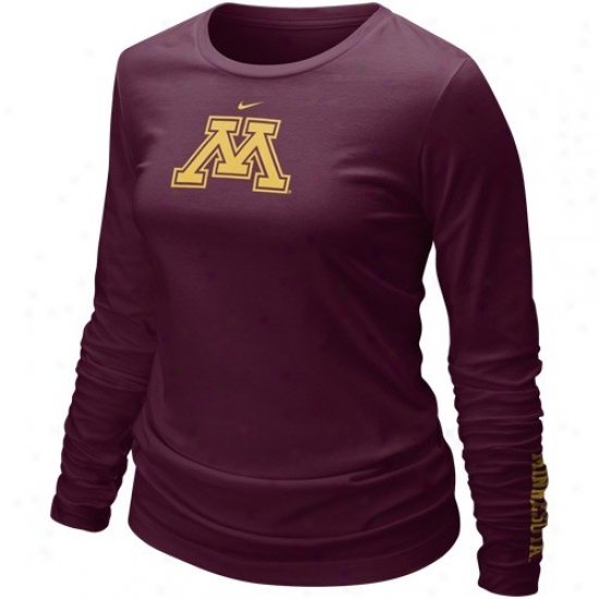 Nike Minnesota Golden Gophers Ladies Mraoon Classic Logo Long Sleeve T-shirt