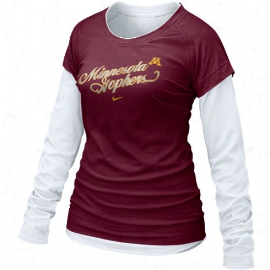 Nike Minnesota Golden Gophers Ladies Maroon Cross Campus Double Layer Long Sleeve T-shirt