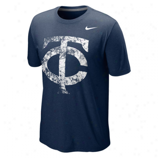 Nike Minnesota Twins Blended Graphic Tri-blend T-shirt - Nafy Blue