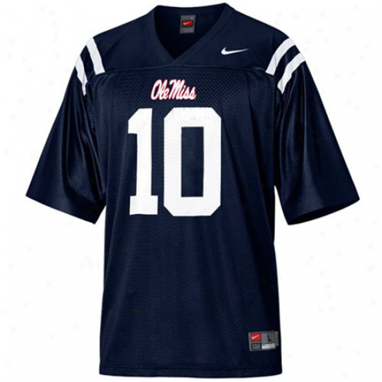 Nike Mississippi Rebels #10 Youth Autograph copy Football Jersey - Navy Blue