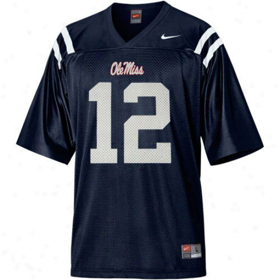 Nike Mississippi Rebels #12 Youth Replica Football Jersey - Navy Blue