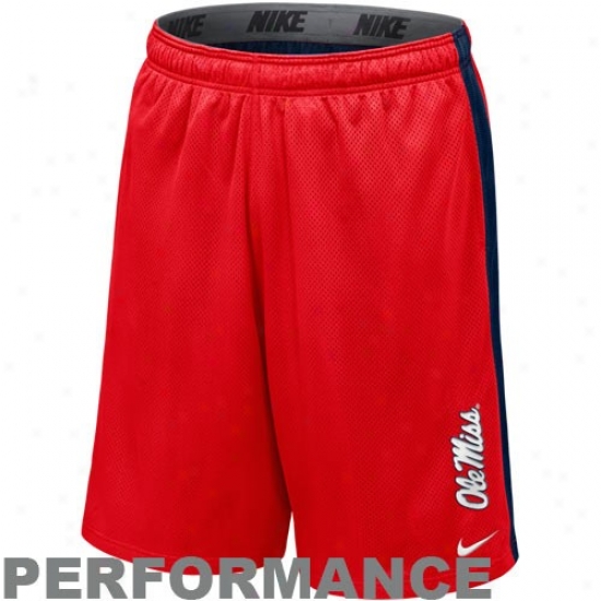 Nike Mississippi Rebels Cardinal-navy Blue Varsity Mesh Performance Shorts