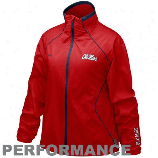 Nike Mississippi Rebels Ladies Cardinal Run Blitz Abounding Zip Performance Jacker