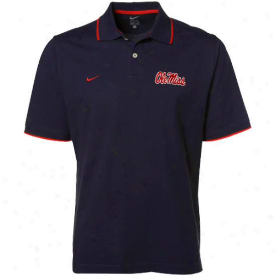 Nike Mississippi Rebels Navy Blue Pique Polo