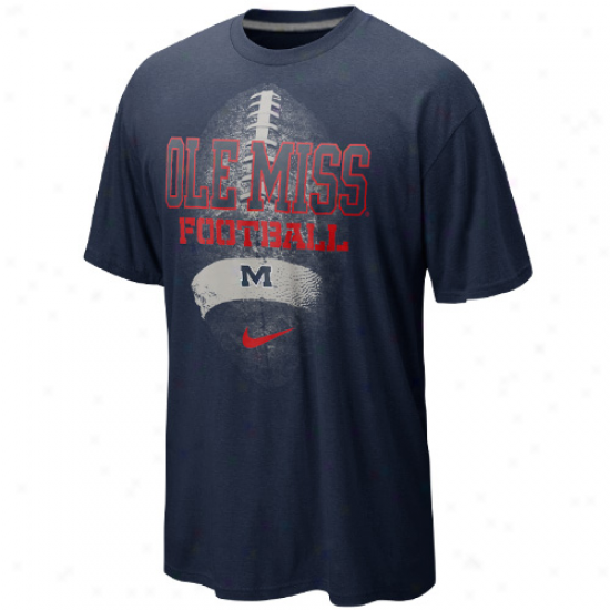 Nike Mississippi Rebels Seasonal Football Ii Heathered T-shirt - Navy Blue