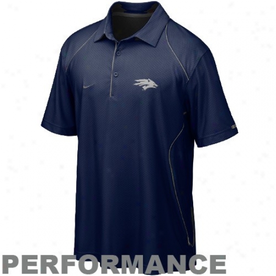 Nike Nevada Wolf Pack Navy Blue Snap Count Performance Polo