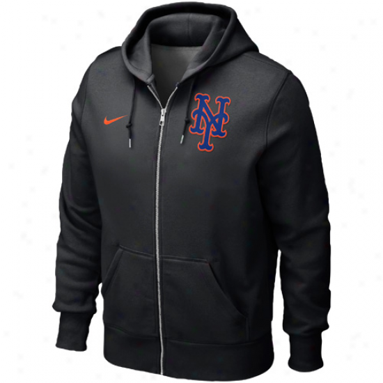 Nike Repaired York Mets Classic Completely Zip Hoodie - Black