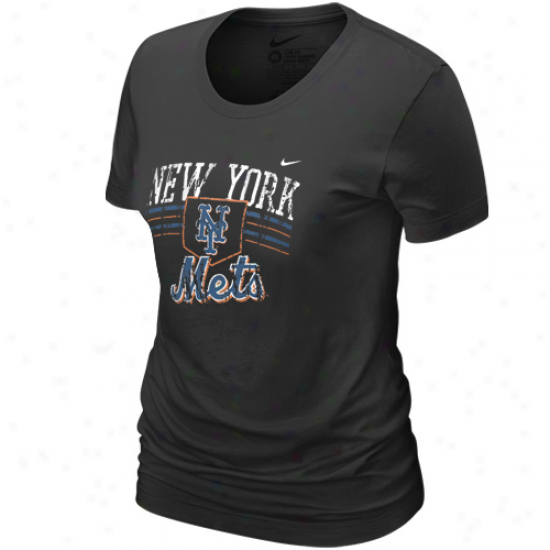 Nike New York Mets Ladies Blaack Home Field Tri-blend T-shirt