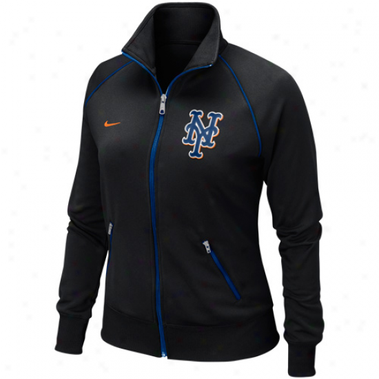 Nike Unaccustomed York Mets Women's Full Zip Track Jacket -B lack