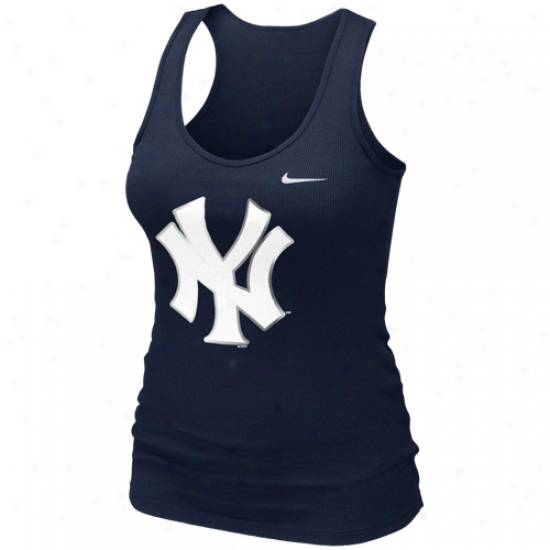 Nike New York Yankees Ladies Logo Shine Cistern Top - Navy Blue