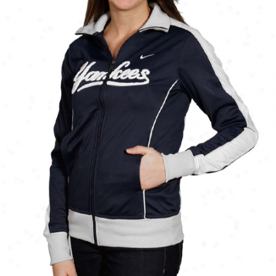 Nike New York Yankees Ladies Navy Blue 3-2 Count Full Zip Track Jacket